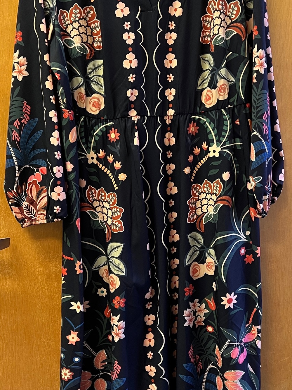 BloomChic Black Floral Midi Dress with Multicolor Print - Picture 2 of 11